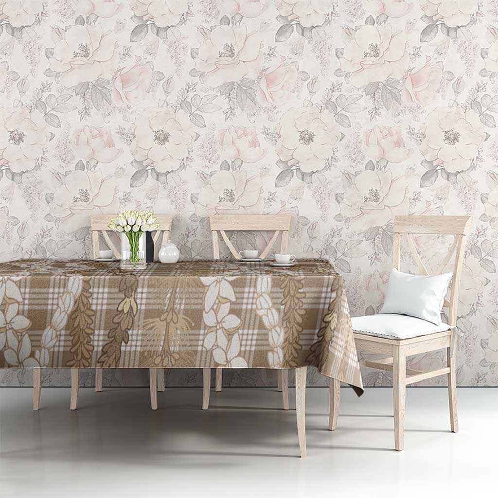 Hawaiian Ohia Lehua Lei Tablecloth Plaid Palaka Kalaihaahaa Pattern - Polynesian Pride