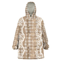 Hawaiian Ohia Lehua Lei Wearable Blanket Hoodie Plaid Palaka Kalaihaahaa Pattern - Polynesian Pride