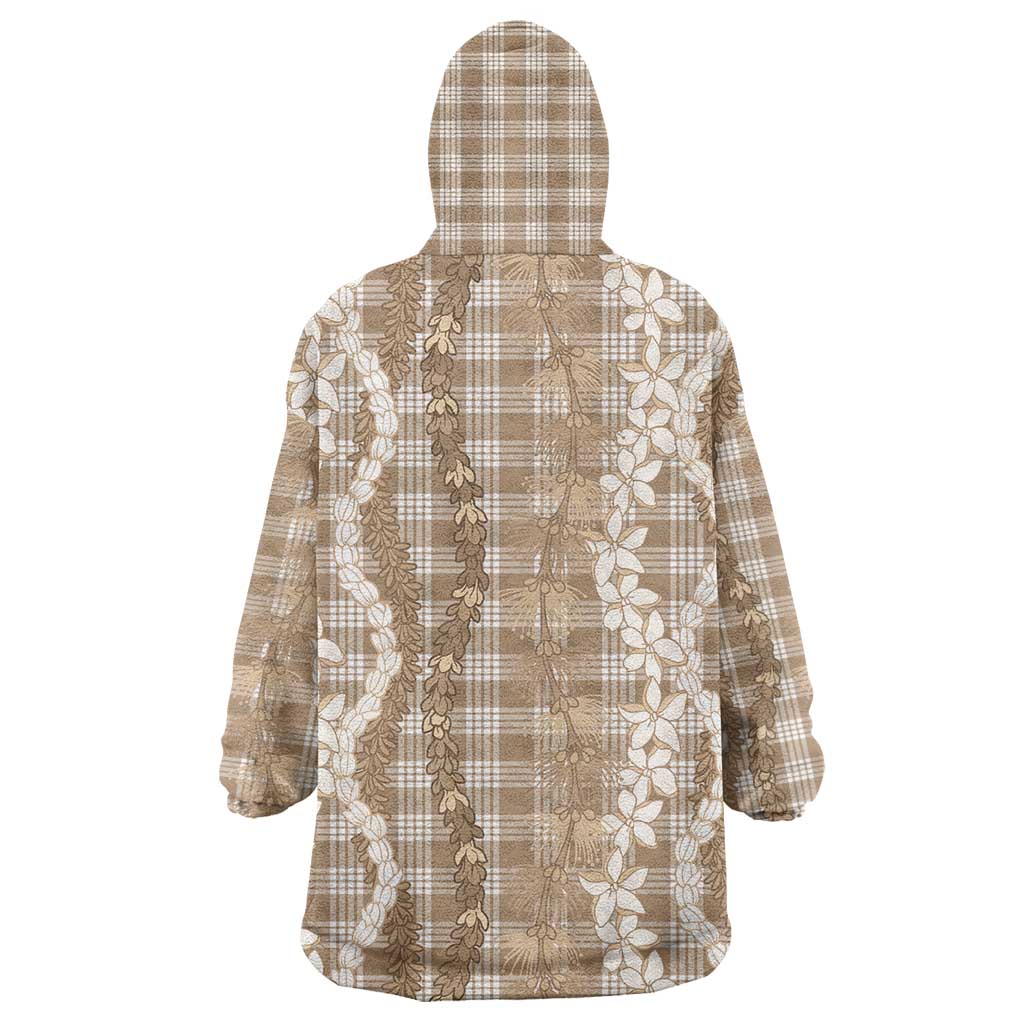Hawaiian Ohia Lehua Lei Wearable Blanket Hoodie Plaid Palaka Kalaihaahaa Pattern - Polynesian Pride