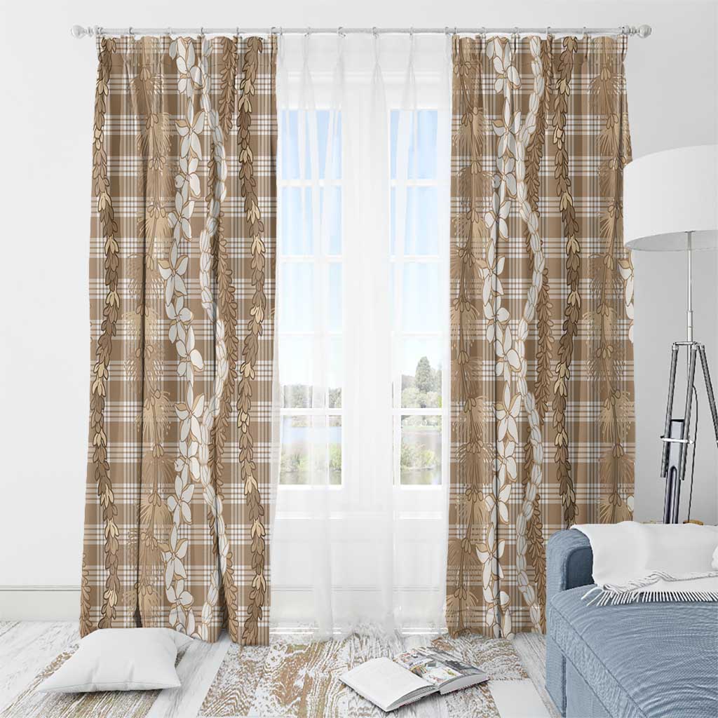 Hawaiian Ohia Lehua Lei Window Curtain Plaid Palaka Kalaihaahaa Pattern - Polynesian Pride