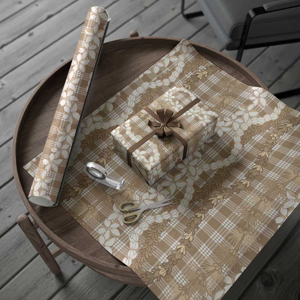 Hawaiian Ohia Lehua Lei Wrapping Paper Plaid Palaka Kalaihaahaa Pattern - Polynesian Pride