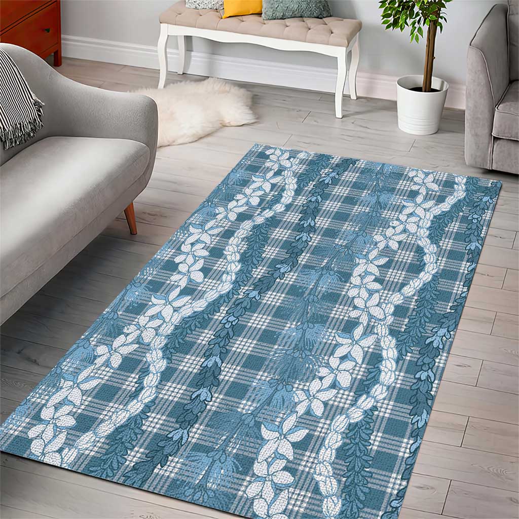 Hawaiian Ohia Lehua Lei Area Rug Plaid Palaka Uliuli Omaomao Pattern - Polynesian Pride