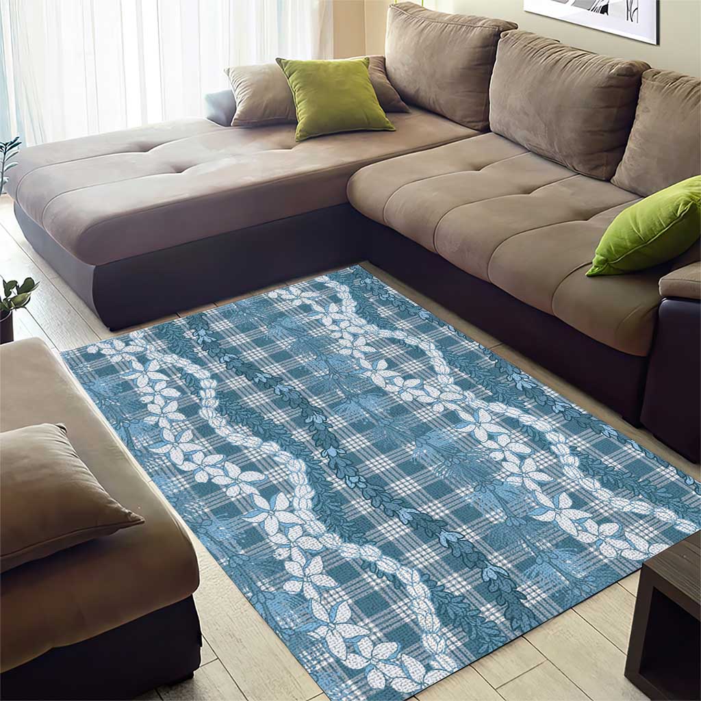 Hawaiian Ohia Lehua Lei Area Rug Plaid Palaka Uliuli Omaomao Pattern - Polynesian Pride