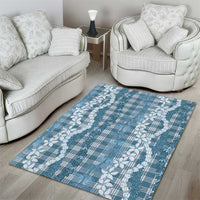 Hawaiian Ohia Lehua Lei Area Rug Plaid Palaka Uliuli Omaomao Pattern - Polynesian Pride