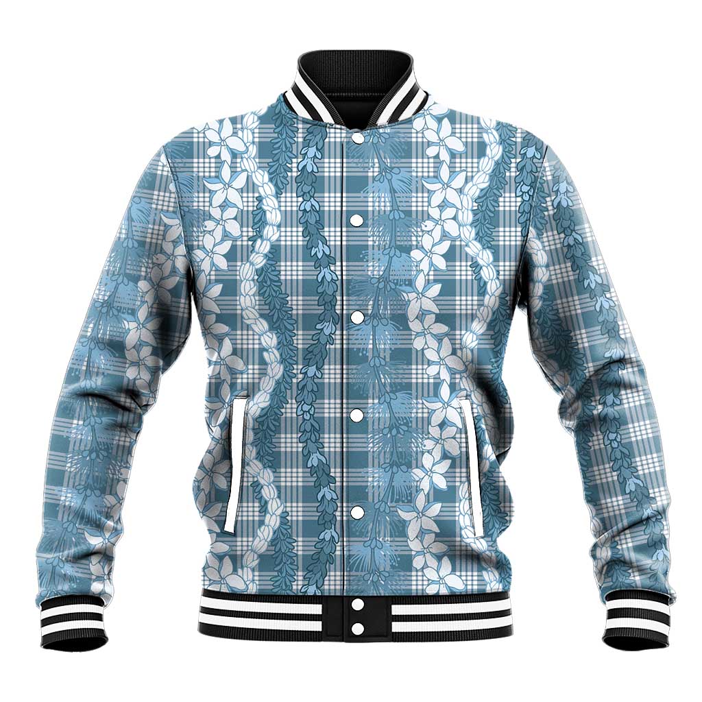 Hawaiian Ohia Lehua Lei Baseball Jacket Plaid Palaka Uliuli Omaomao Pattern - Polynesian Pride