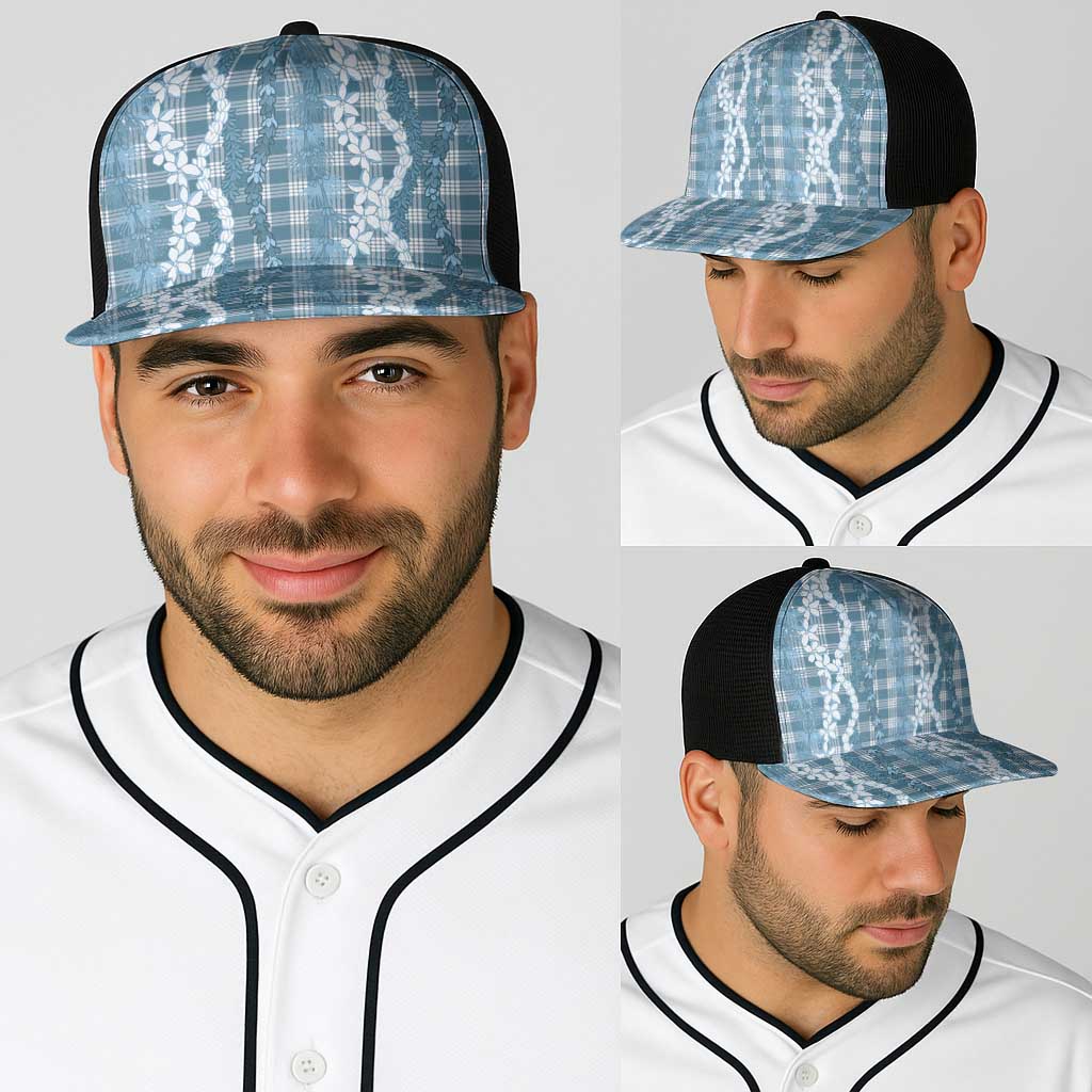 Hawaiian Ohia Lehua Lei Baseball Net Cap Plaid Palaka Uliuli Omaomao Pattern - Polynesian Pride