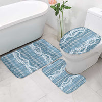 Hawaiian Ohia Lehua Lei Bathroom Set Plaid Palaka Uliuli Omaomao Pattern - Polynesian Pride