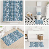 Hawaiian Ohia Lehua Lei Bathroom Set Plaid Palaka Uliuli Omaomao Pattern - Polynesian Pride