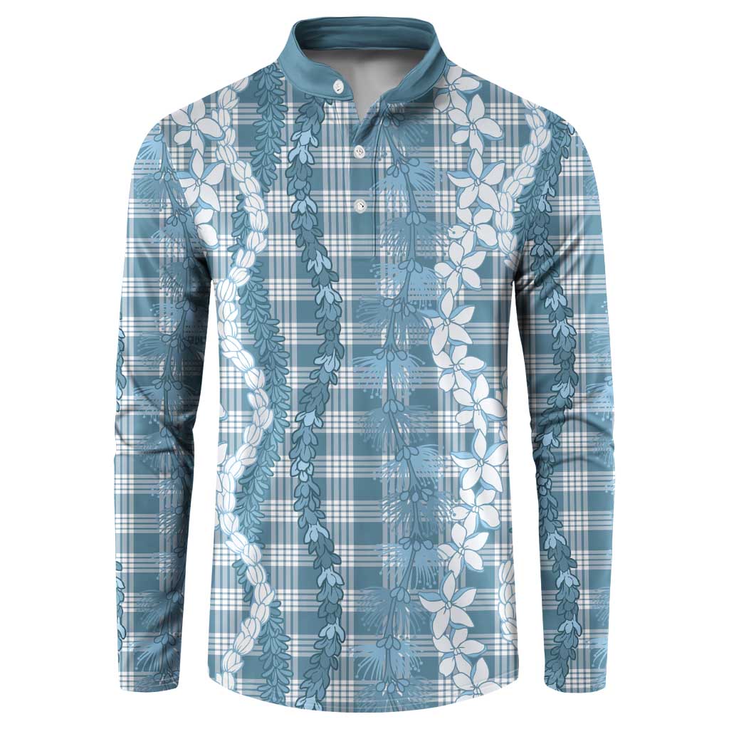 Hawaiian Ohia Lehua Lei Button Sweatshirt Plaid Palaka Uliuli Omaomao Pattern - Polynesian Pride