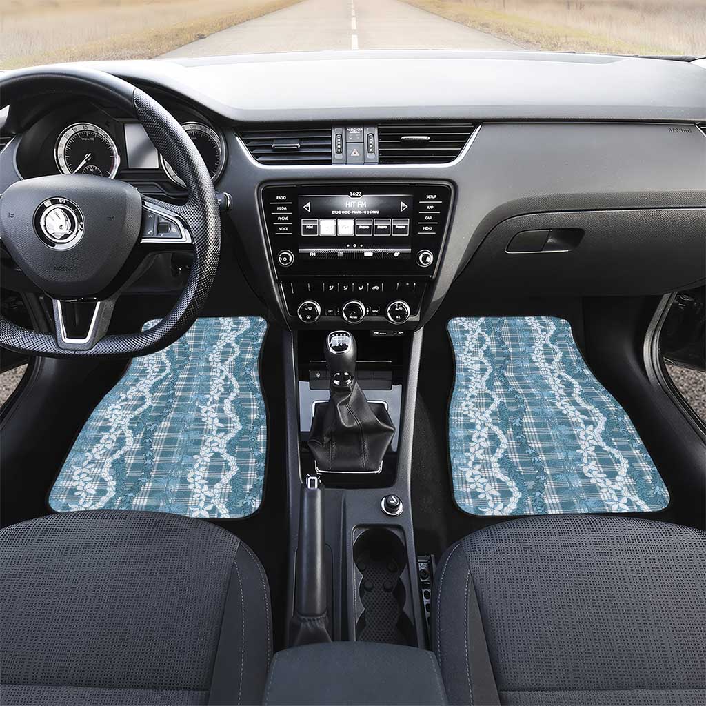 Hawaiian Ohia Lehua Lei Car Mats Plaid Palaka Uliuli Omaomao Pattern - Polynesian Pride