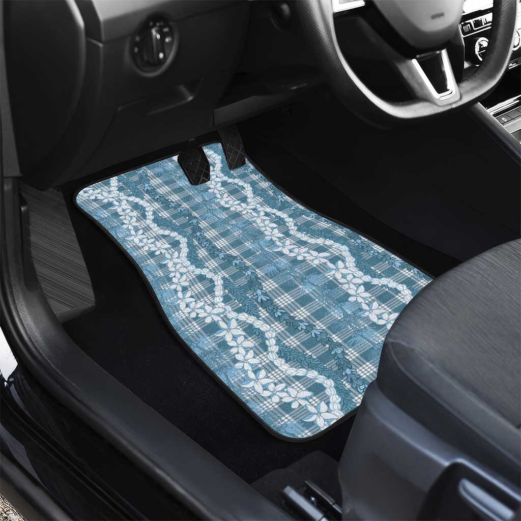 Hawaiian Ohia Lehua Lei Car Mats Plaid Palaka Uliuli Omaomao Pattern - Polynesian Pride