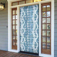 Hawaiian Ohia Lehua Lei Door Cover Plaid Palaka Uliuli Omaomao Pattern - Polynesian Pride