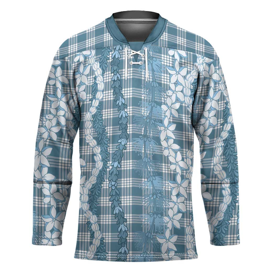 Hawaiian Ohia Lehua Lei Hockey Jersey Plaid Palaka Uliuli Omaomao Pattern - Polynesian Pride