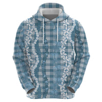 Hawaiian Ohia Lehua Lei Hoodie Plaid Palaka Uliuli Omaomao Pattern - Polynesian Pride