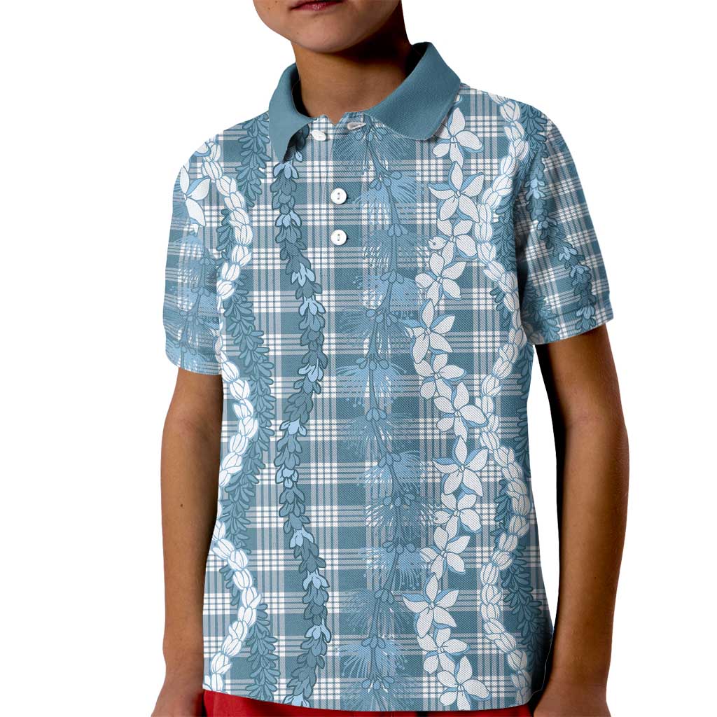 Hawaiian Ohia Lehua Lei Kid Polo Shirt Plaid Palaka Uliuli Omaomao Pattern - Polynesian Pride