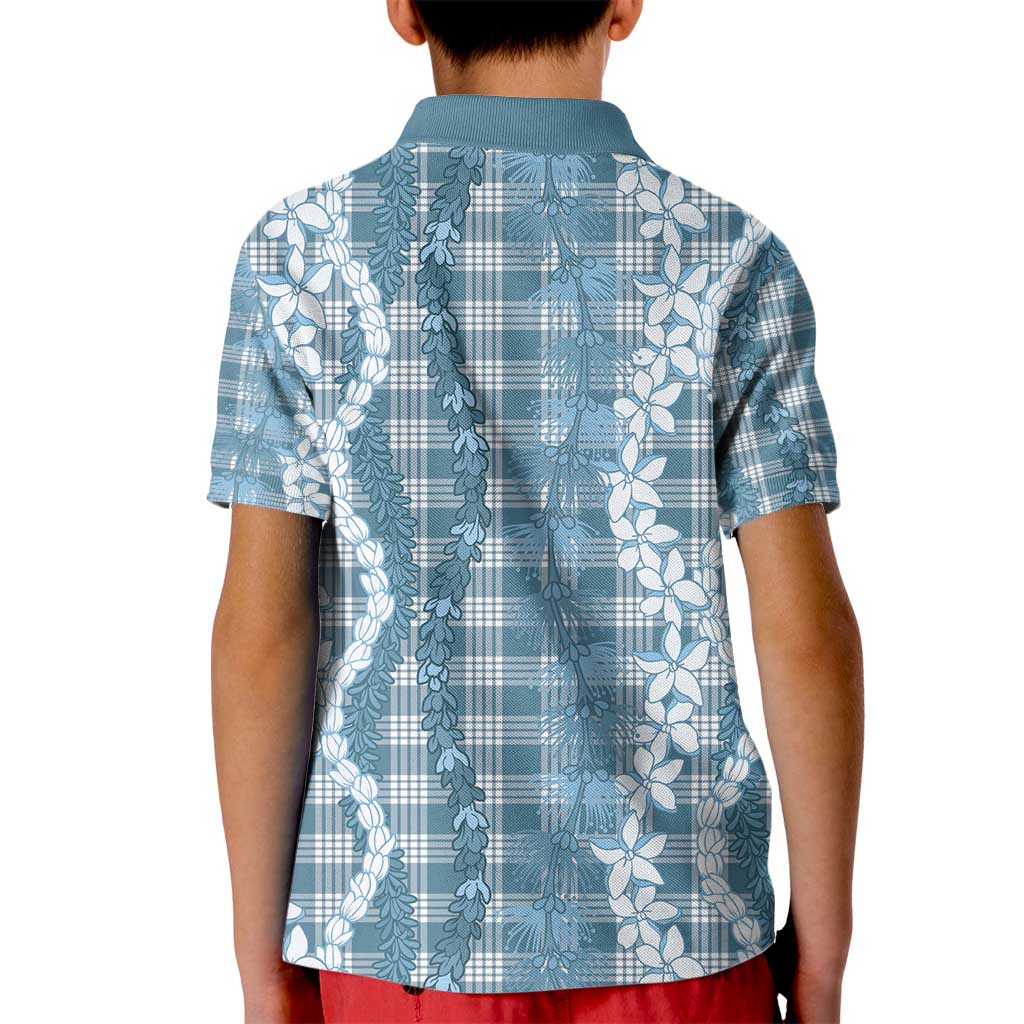 Hawaiian Ohia Lehua Lei Kid Polo Shirt Plaid Palaka Uliuli Omaomao Pattern - Polynesian Pride