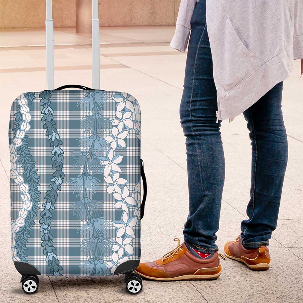 Hawaiian Ohia Lehua Lei Luggage Cover Plaid Palaka Uliuli Omaomao Pattern - Polynesian Pride