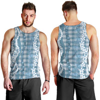 Hawaiian Ohia Lehua Lei Men Tank Top Plaid Palaka Uliuli Omaomao Pattern - Polynesian Pride