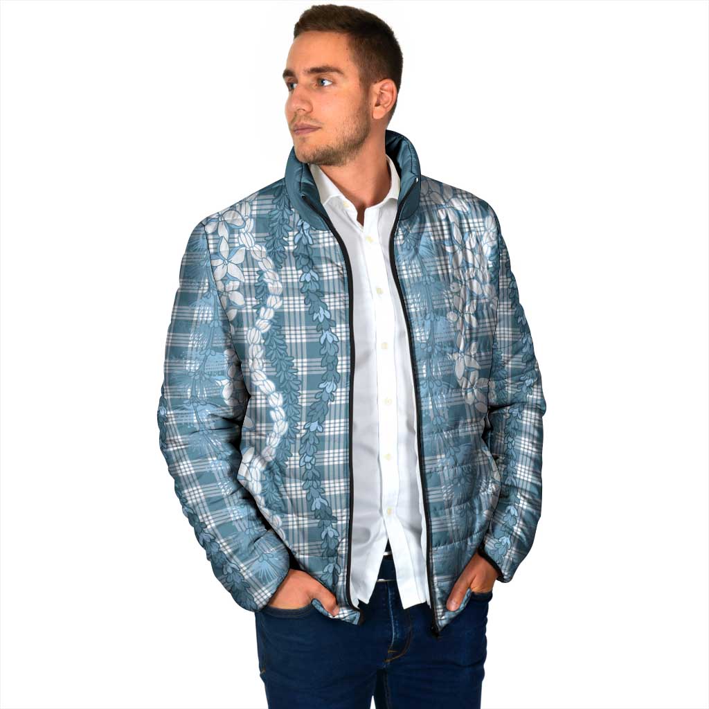 Hawaiian Ohia Lehua Lei Padded Jacket Plaid Palaka Uliuli Omaomao Pattern - Polynesian Pride