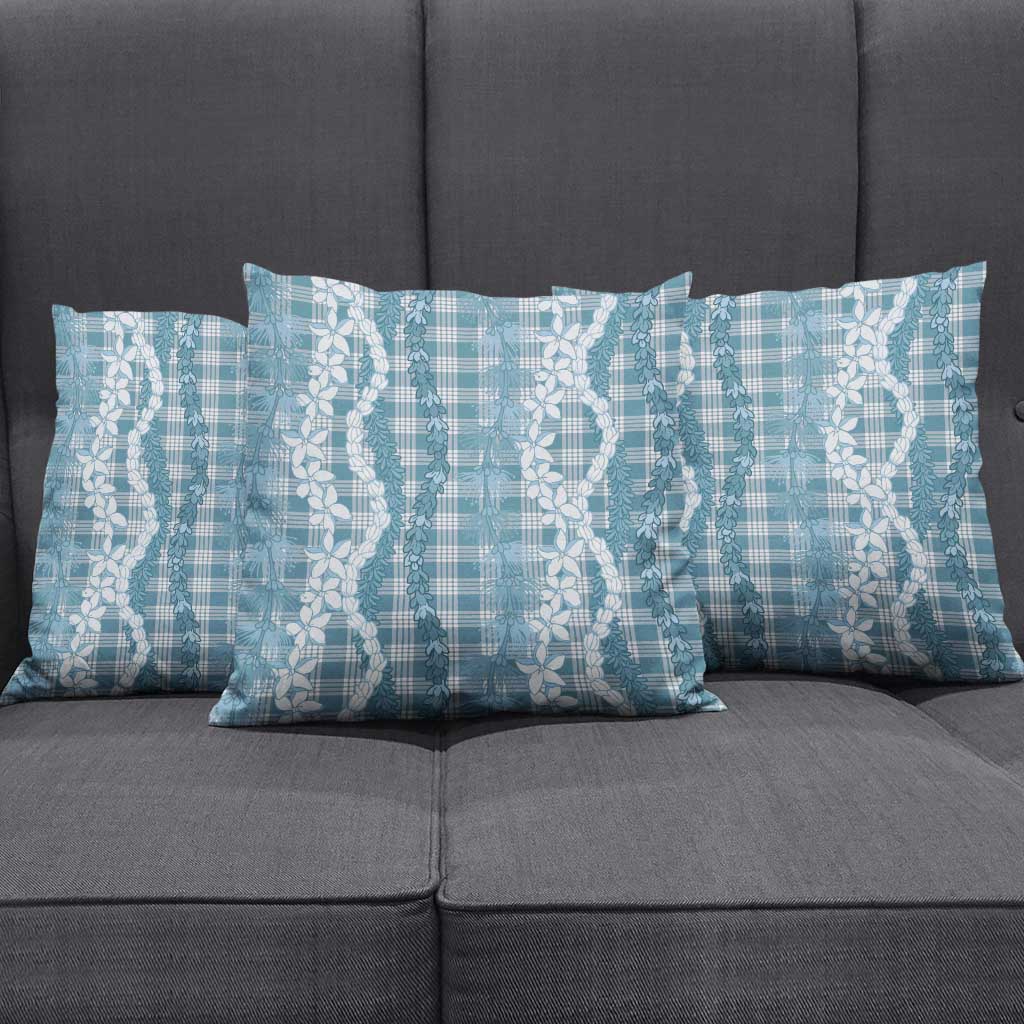 Hawaiian Ohia Lehua Lei Pillow Cover Plaid Palaka Uliuli Omaomao Pattern - Polynesian Pride