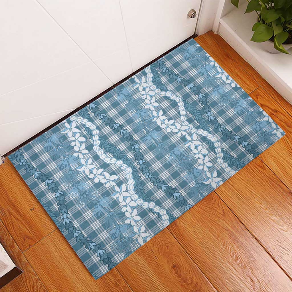 Hawaiian Ohia Lehua Lei Rubber Doormat Plaid Palaka Uliuli Omaomao Pattern - Polynesian Pride