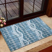 Hawaiian Ohia Lehua Lei Rubber Doormat Plaid Palaka Uliuli Omaomao Pattern - Polynesian Pride