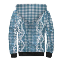 Hawaiian Ohia Lehua Lei Sherpa Hoodie Plaid Palaka Uliuli Omaomao Pattern - Polynesian Pride