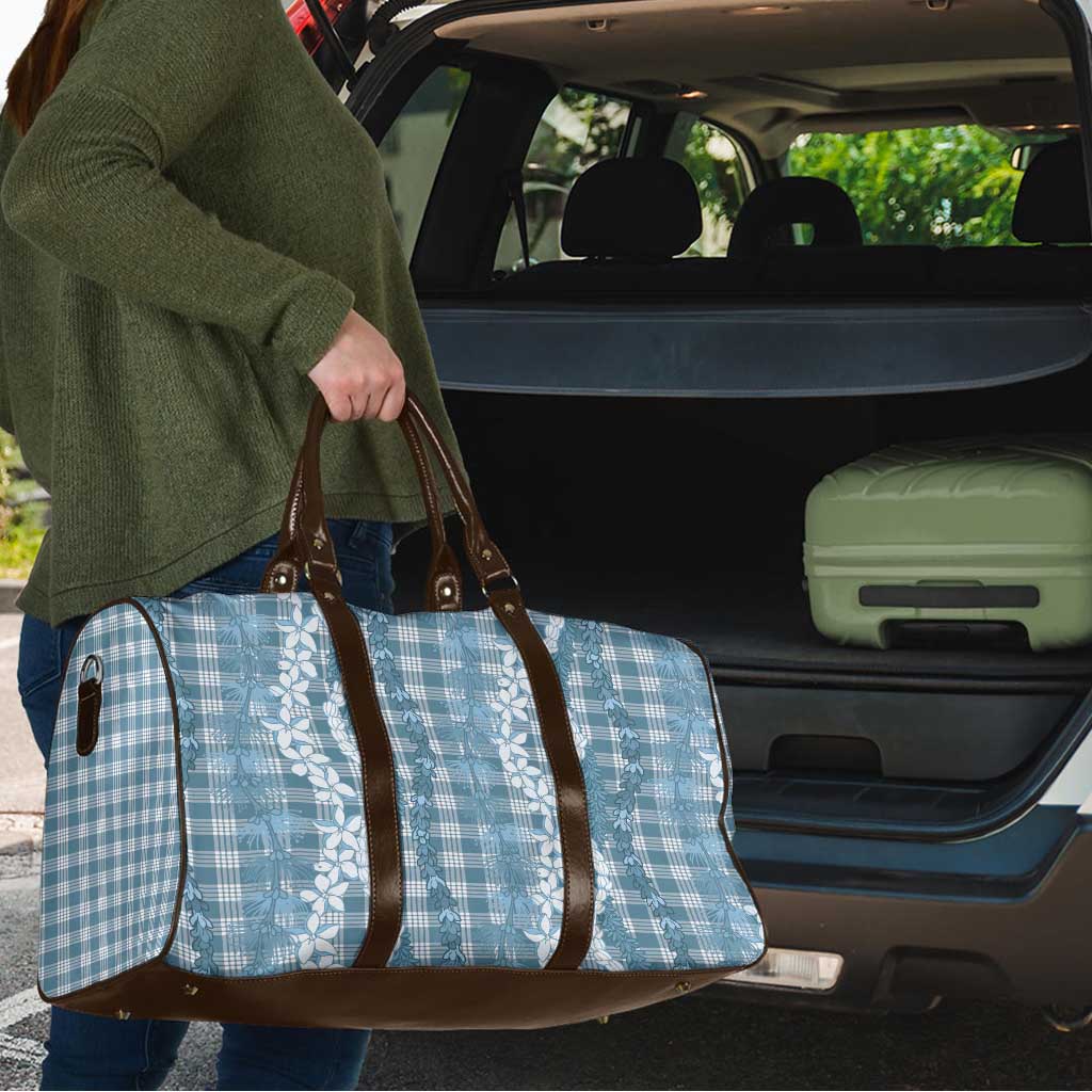 Hawaiian Ohia Lehua Lei Travel Bag Plaid Palaka Uliuli Omaomao Pattern - Polynesian Pride