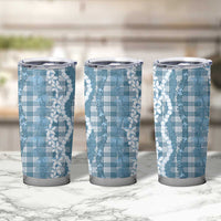 Hawaiian Ohia Lehua Lei Tumbler Cup Plaid Palaka Uliuli Omaomao Pattern - Polynesian Pride