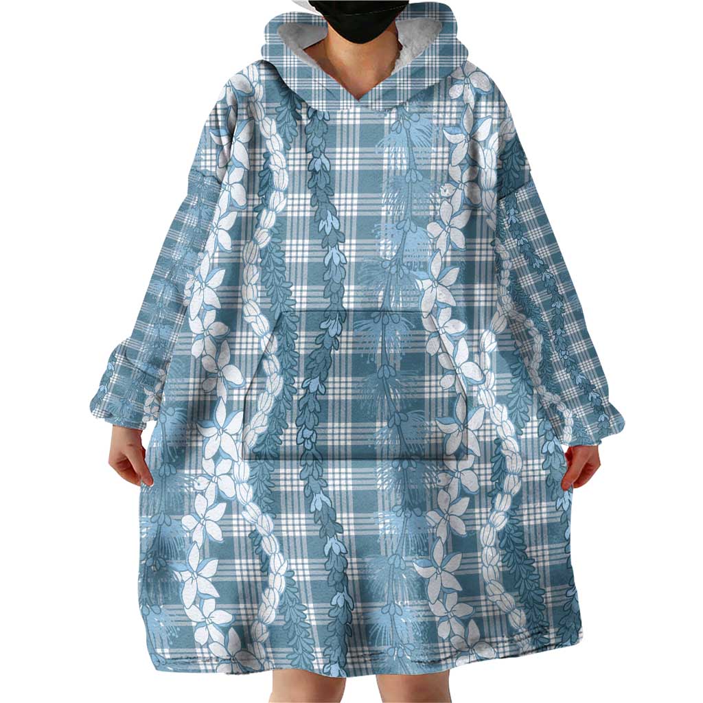 Hawaiian Ohia Lehua Lei Wearable Blanket Hoodie Plaid Palaka Uliuli Omaomao Pattern - Polynesian Pride