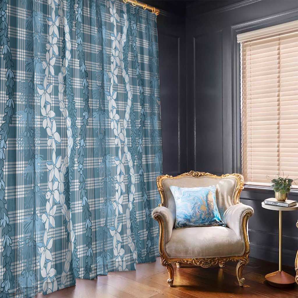 Hawaiian Ohia Lehua Lei Window Curtain Plaid Palaka Uliuli Omaomao Pattern - Polynesian Pride