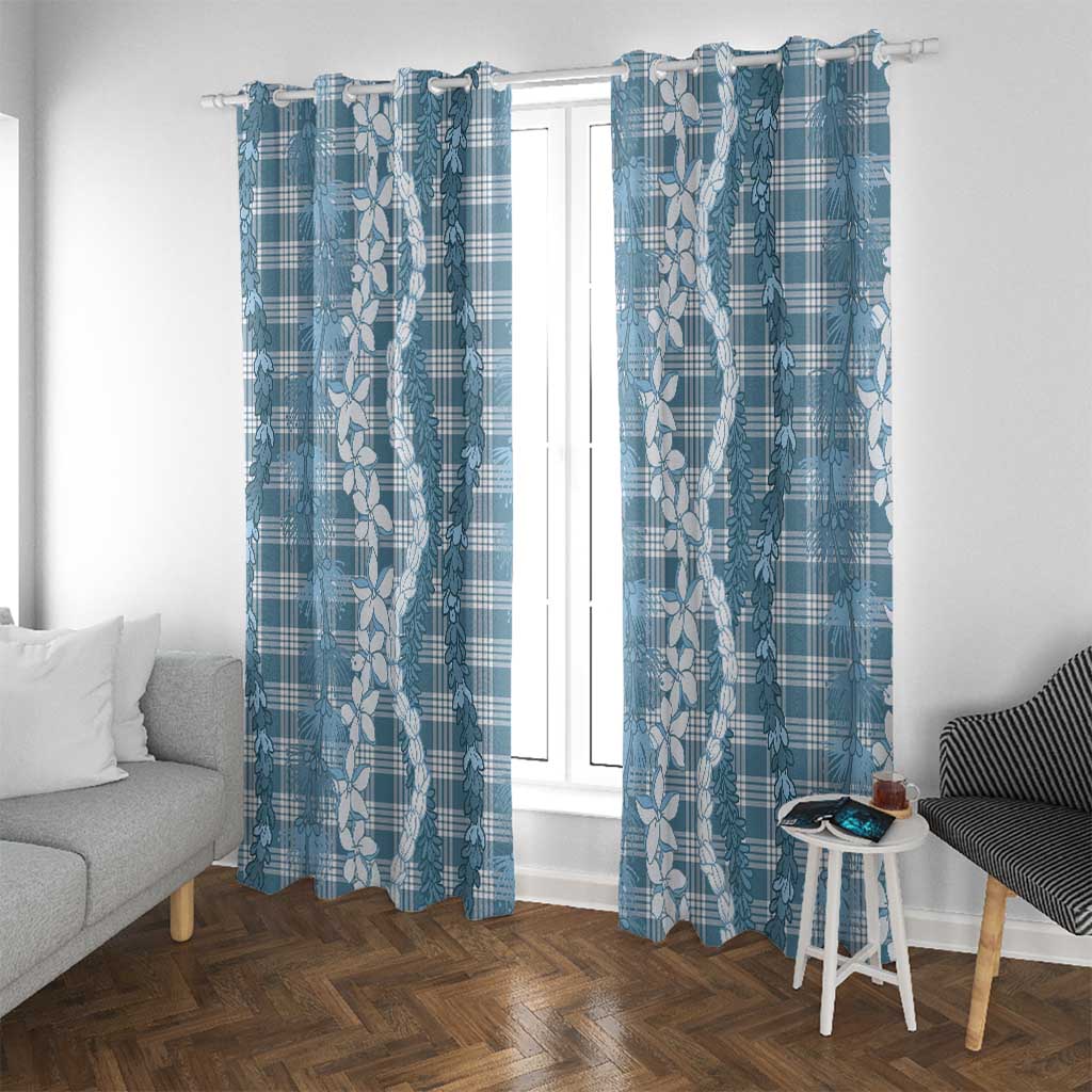 Hawaiian Ohia Lehua Lei Window Curtain Plaid Palaka Uliuli Omaomao Pattern - Polynesian Pride