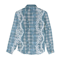 Hawaiian Ohia Lehua Lei Women Casual Shirt Plaid Palaka Uliuli Omaomao Pattern - Polynesian Pride