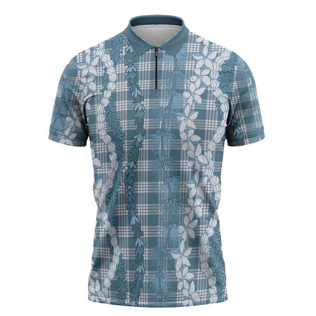 Hawaiian Ohia Lehua Lei Zipper Polo Shirt Plaid Palaka Uliuli Omaomao Pattern - Polynesian Pride