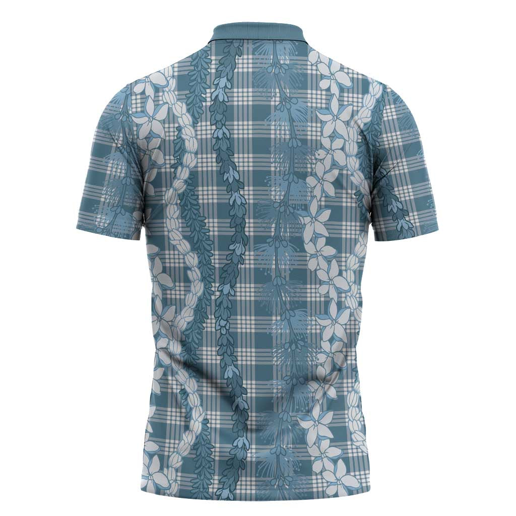 Hawaiian Ohia Lehua Lei Zipper Polo Shirt Plaid Palaka Uliuli Omaomao Pattern - Polynesian Pride