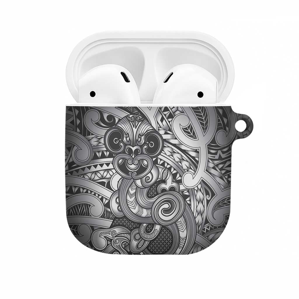 Aotearoa Maori Hei Tiki AirPods Case Kiwikiwi Kowhaiwhai Puhoro Motif LT9 Grey - Polynesian Pride