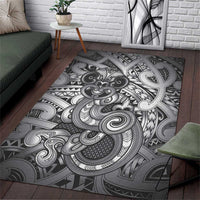 Aotearoa Maori Hei Tiki Area Rug Kiwikiwi Kowhaiwhai Puhoro Motif LT9 Grey - Polynesian Pride