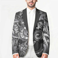 Aotearoa Maori Hei Tiki Blazer Kiwikiwi Kowhaiwhai Puhoro Motif