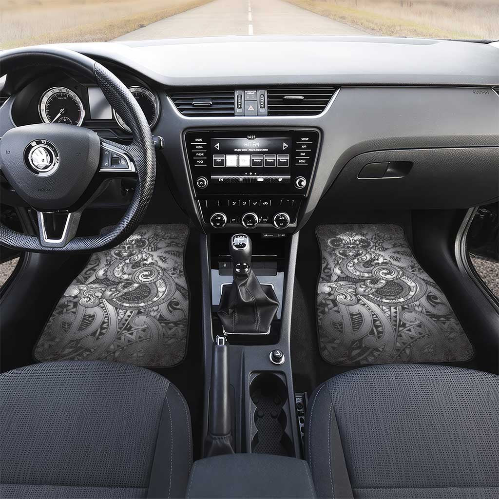 Aotearoa Maori Hei Tiki Car Mats Kiwikiwi Kowhaiwhai Puhoro Motif LT9 Set 2pcs - Front Grey - Polynesian Pride