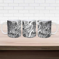 Aotearoa Maori Hei Tiki Ceramic Mug Kiwikiwi Kowhaiwhai Puhoro Motif