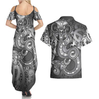 Aotearoa Maori Hei Tiki Couples Matching Summer Maxi Dress and Hawaiian Shirt Kiwikiwi Kowhaiwhai Puhoro Motif LT9 - Polynesian Pride