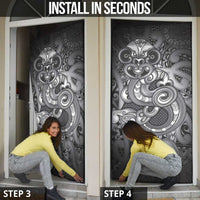 Aotearoa Maori Hei Tiki Door Cover Kiwikiwi Kowhaiwhai Puhoro Motif