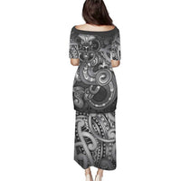 Aotearoa Maori Hei Tiki Family Matching Puletasi and Hawaiian Shirt Kiwikiwi Kowhaiwhai Puhoro Motif LT9 - Polynesian Pride