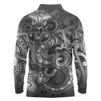 Aotearoa Maori Hei Tiki Long Sleeve Polo Shirt Kiwikiwi Kowhaiwhai Puhoro Motif