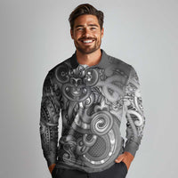 Aotearoa Maori Hei Tiki Long Sleeve Polo Shirt Kiwikiwi Kowhaiwhai Puhoro Motif