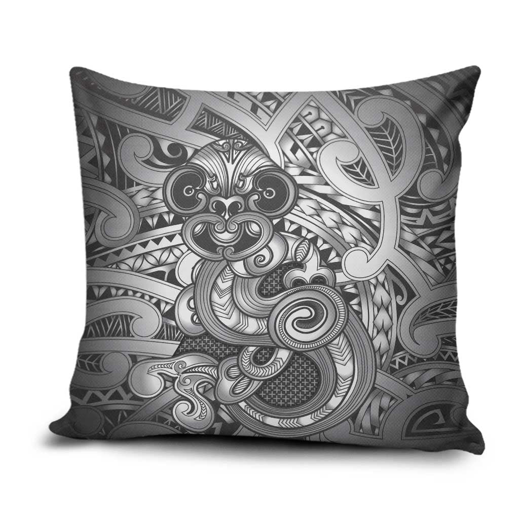 Aotearoa Maori Hei Tiki Pillow Cover Kiwikiwi Kowhaiwhai Puhoro Motif LT9 Grey - Polynesian Pride
