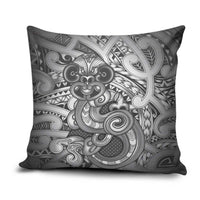 Aotearoa Maori Hei Tiki Pillow Cover Kiwikiwi Kowhaiwhai Puhoro Motif LT9 Grey - Polynesian Pride