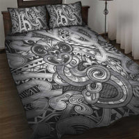 Aotearoa Maori Hei Tiki Quilt Bed Set Kiwikiwi Kowhaiwhai Puhoro Motif LT9 Grey - Polynesian Pride