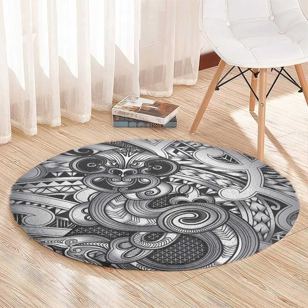 Aotearoa Maori Hei Tiki Round Carpet Kiwikiwi Kowhaiwhai Puhoro Motif