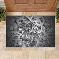 Aotearoa Maori Hei Tiki Rubber Doormat Kiwikiwi Kowhaiwhai Puhoro Motif LT9 Grey - Polynesian Pride